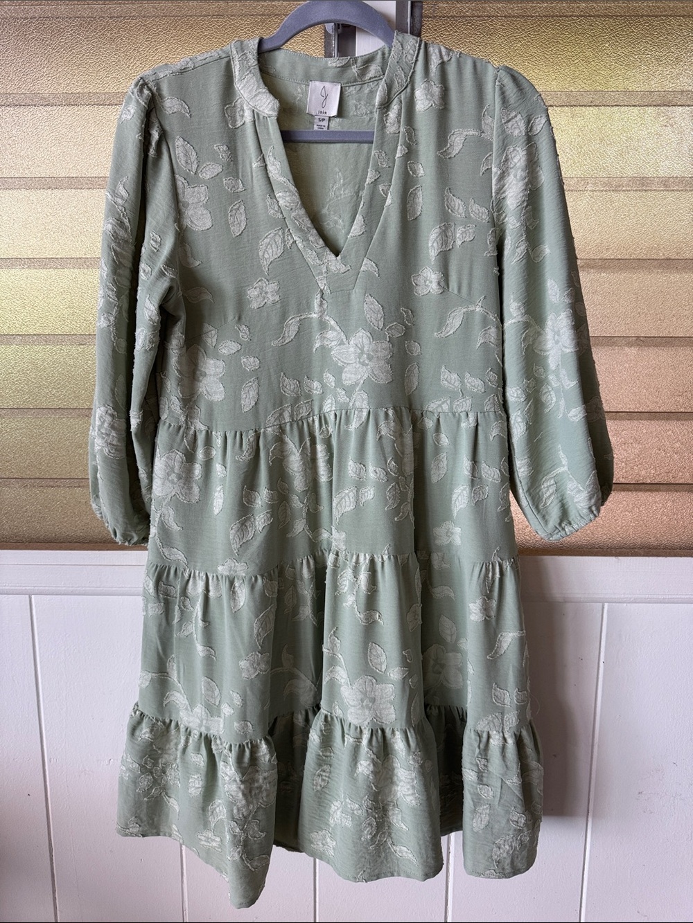 Sage Green Tiered Floral Dress